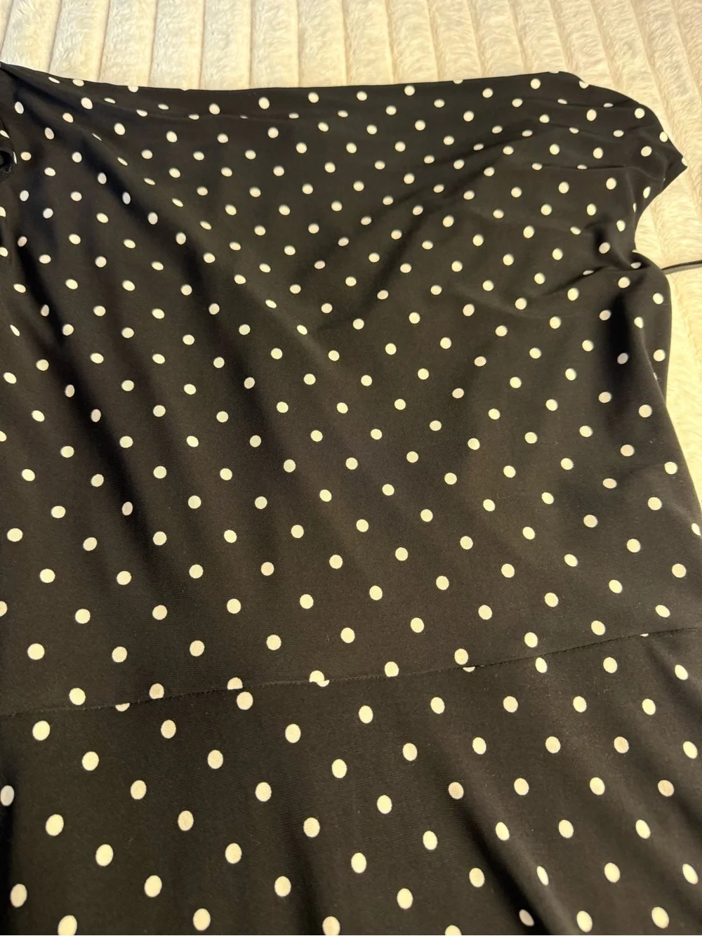 Lauren Ralph Lauren Black Polka Dot Sleeveless Faux Wrap Dress Elastic Stretch 8